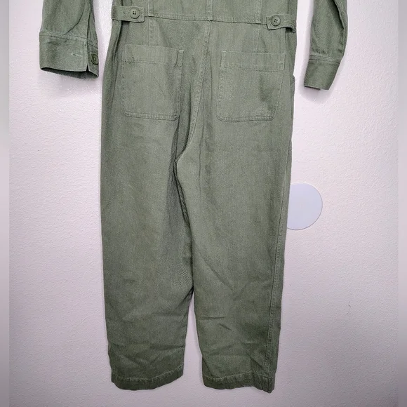 Tradlands Avocado Green Cotton Utility Jumpsuit Sz L - Picture 12 of 16